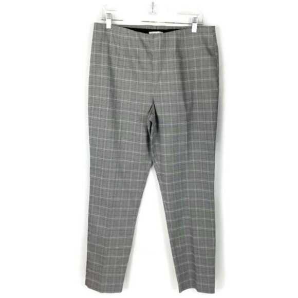 Calvin Klein Black White Plaid Pull-On Flat Front Stretch Ankle Pants Womens 14 - Picture 13 of 13